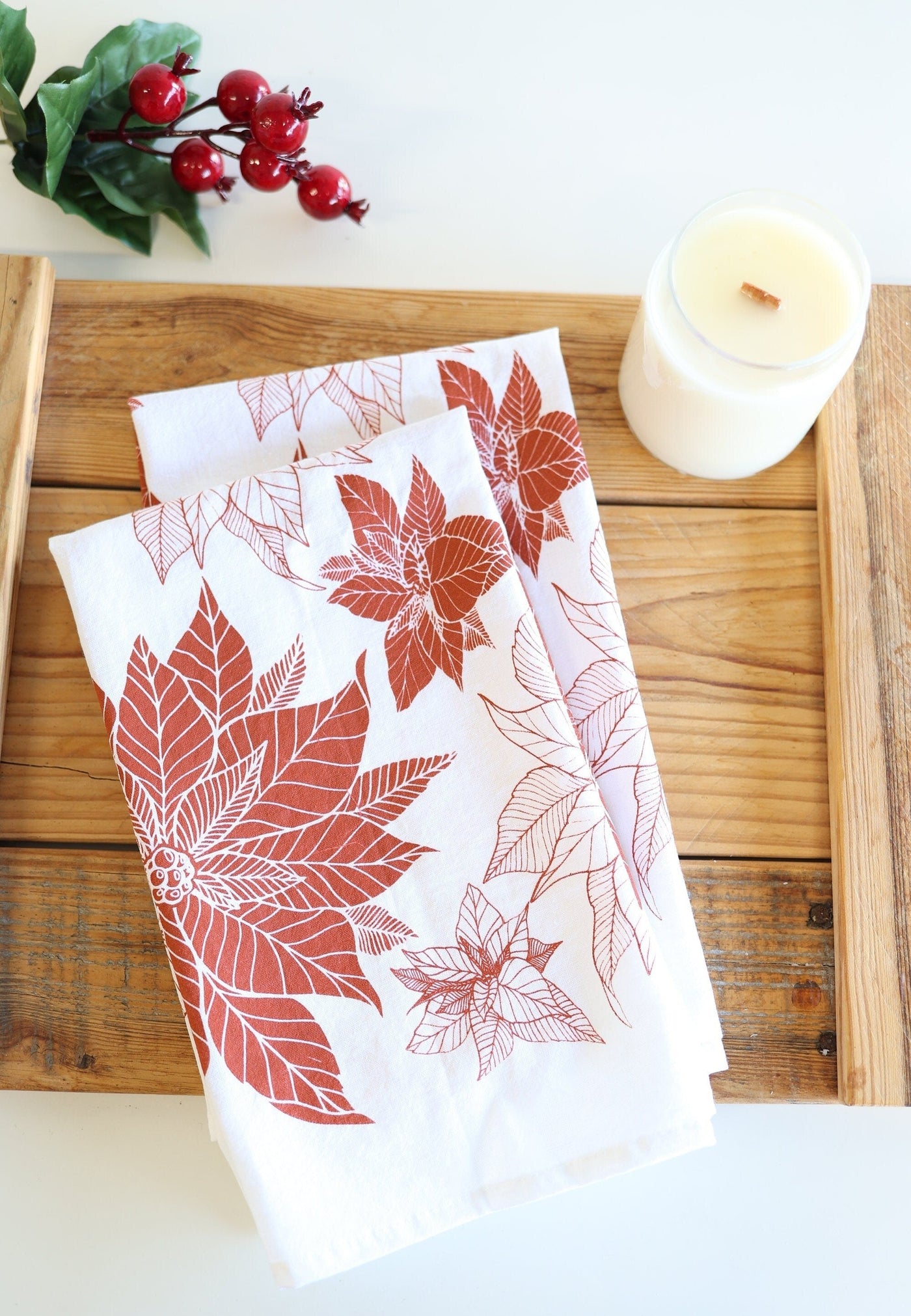 Poinsettia Tea Towel