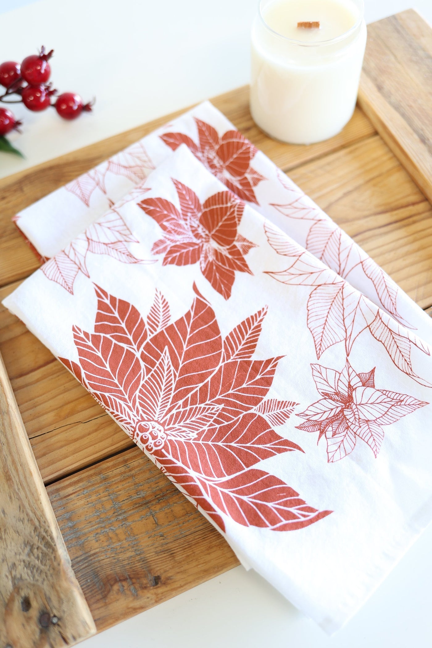 Poinsettia Tea Towel