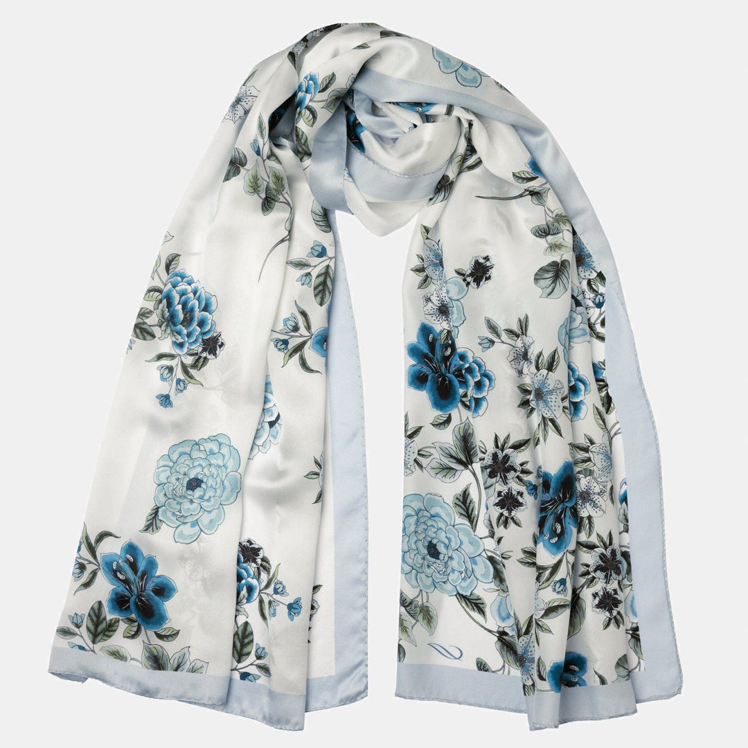 Bella - Silk Scarf Shawl - Blue