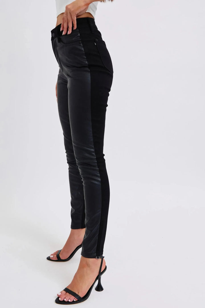 Judy Blue Plus Size HW Faux Leather Skinny Pants-1