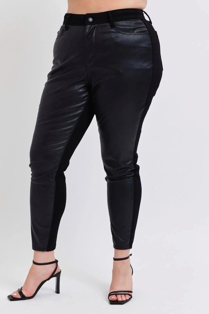 Judy Blue Plus Size HW Faux Leather Skinny Pants-4