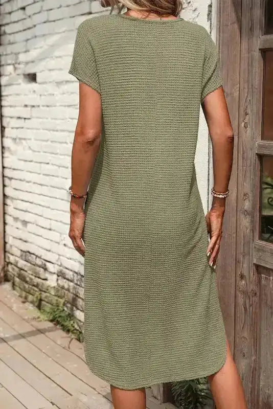 Jungle Green Waffle T-shirt Dress