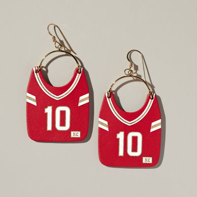 Kansas City Football Jersey Earrings #10