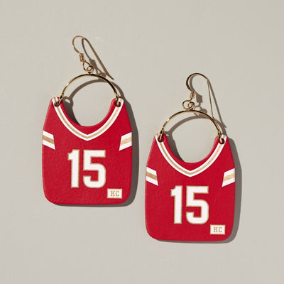 Kansas City Football Jersey Earrings #15