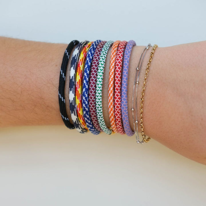 Maroon & White Minimalist Cord Bracelet