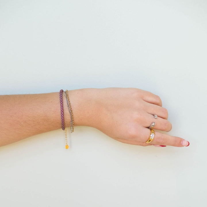 Maroon & White Minimalist Cord Bracelet