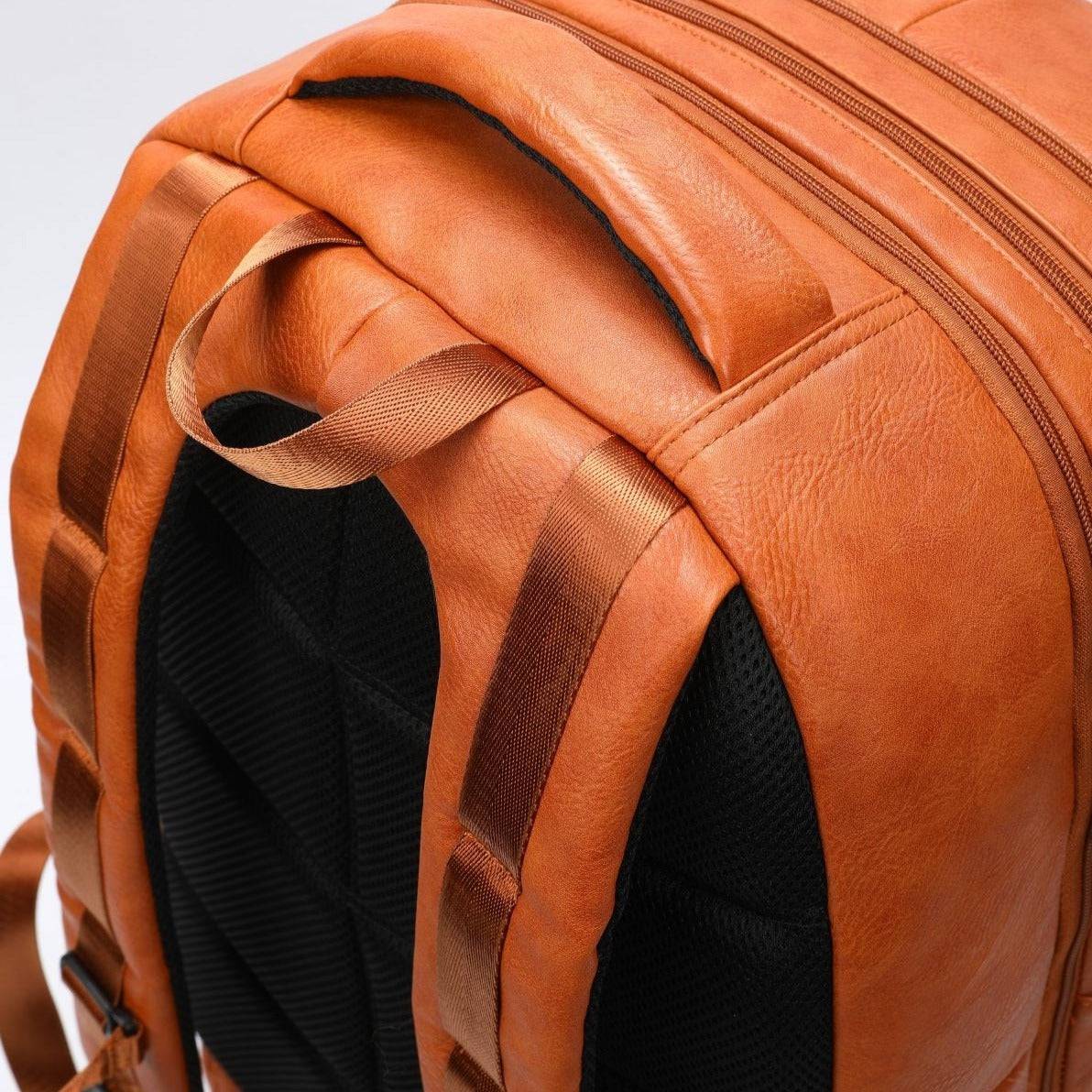 Brown Leather Luxury Carry-On Backpack (Patented Signature Design)