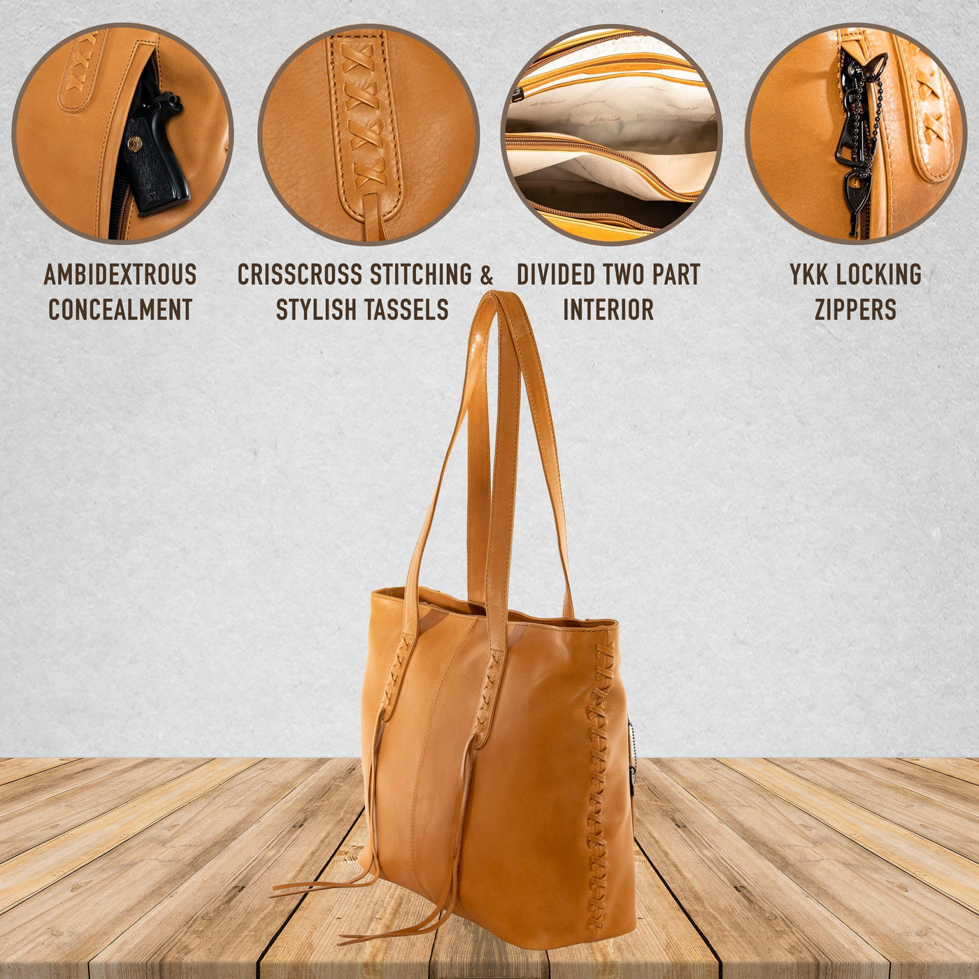 Concealed Carry Norah Leather Tote by Lady Conceal