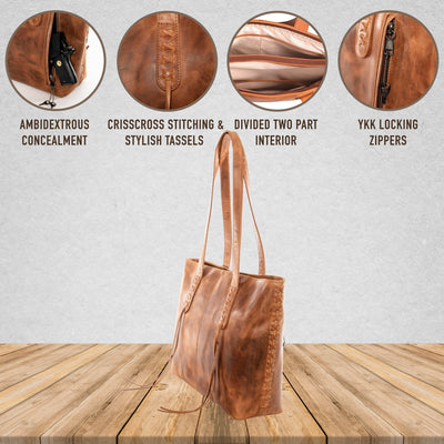 Concealed Carry Norah Leather Tote by Lady Conceal