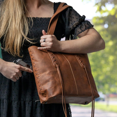 Concealed Carry Norah Leather Tote by Lady Conceal