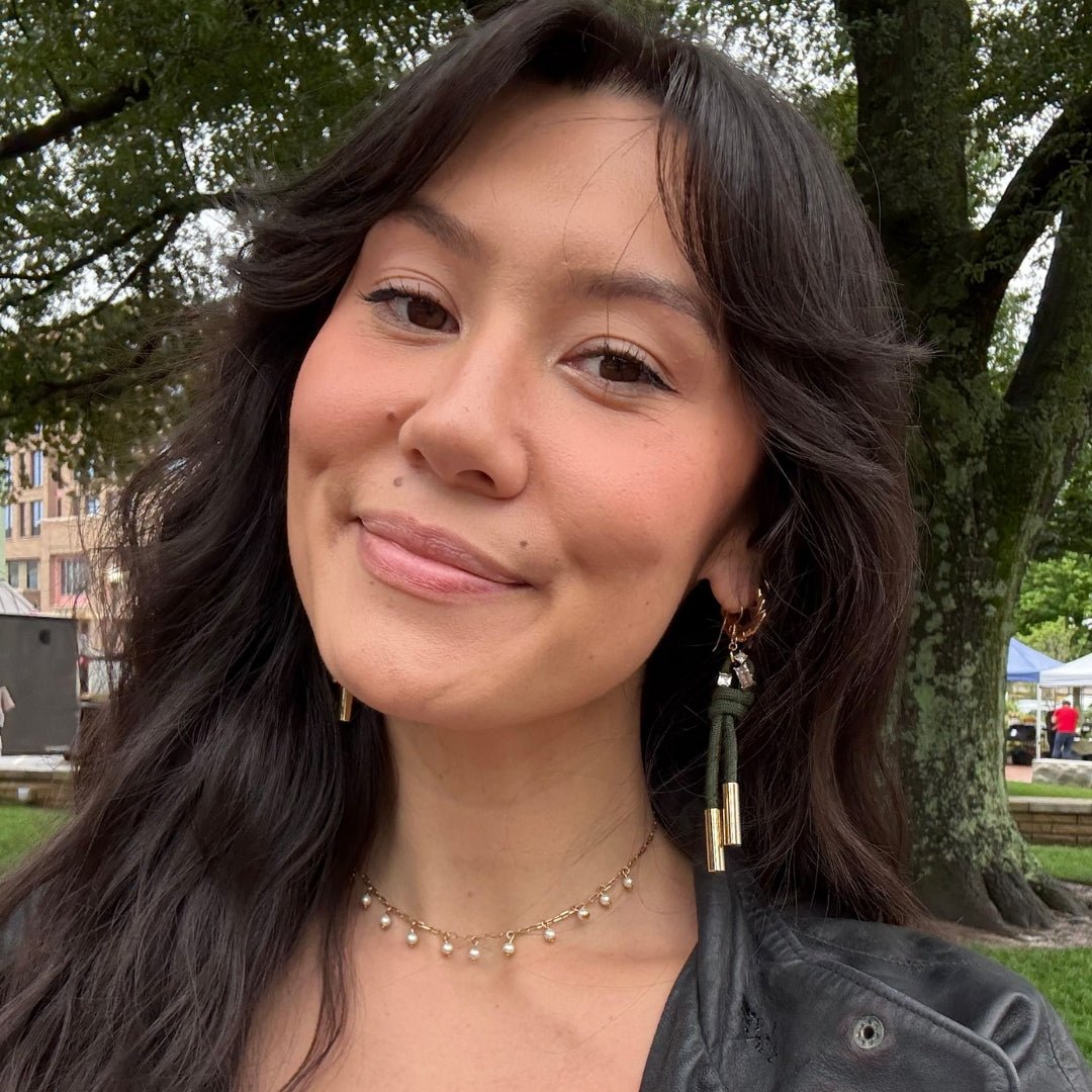 Olive Luxe Denver Cord and Crystal Earring