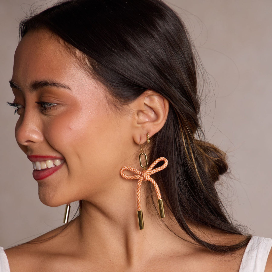 Orange & White Simone Cord Earring