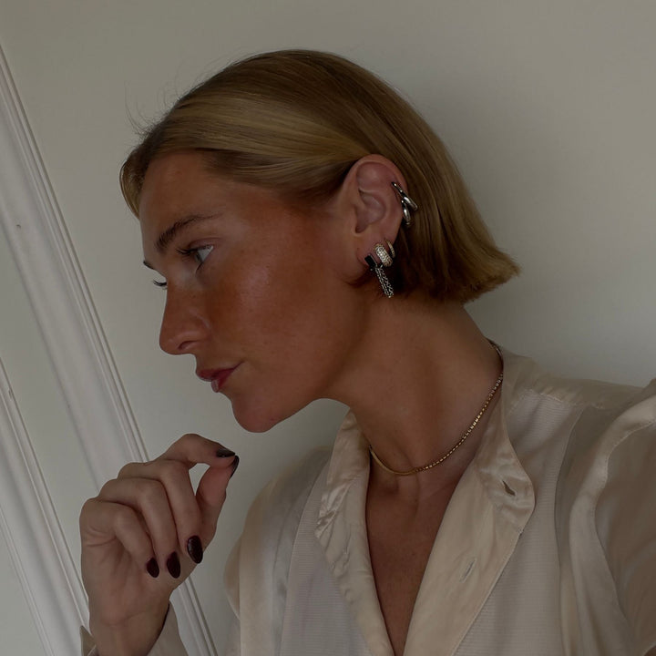 Gold Pavé Dome Huggies