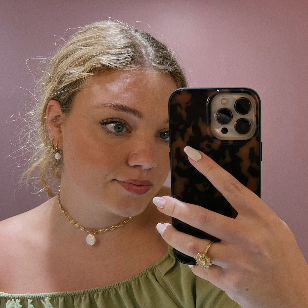 Gold Pearl Drop Huggies