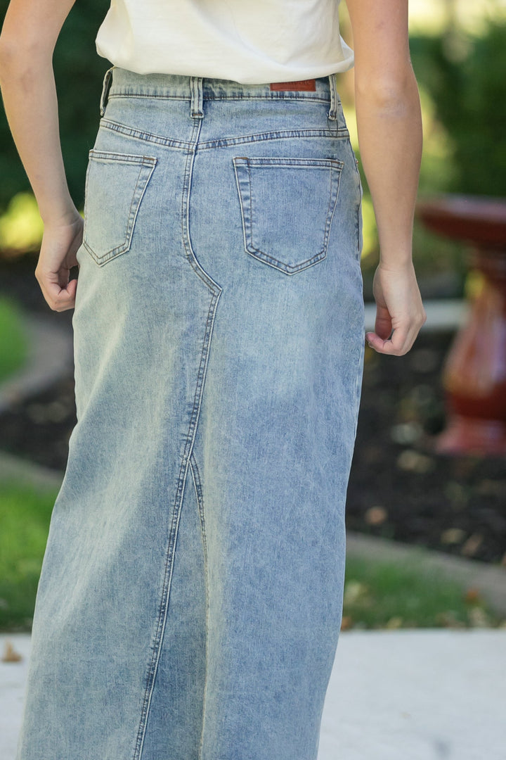 Piper A-line Long Denim Maxi Skirt