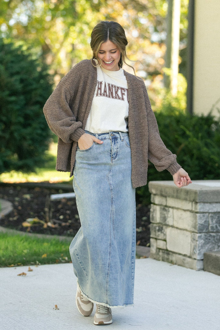 Piper A-line Long Denim Maxi Skirt