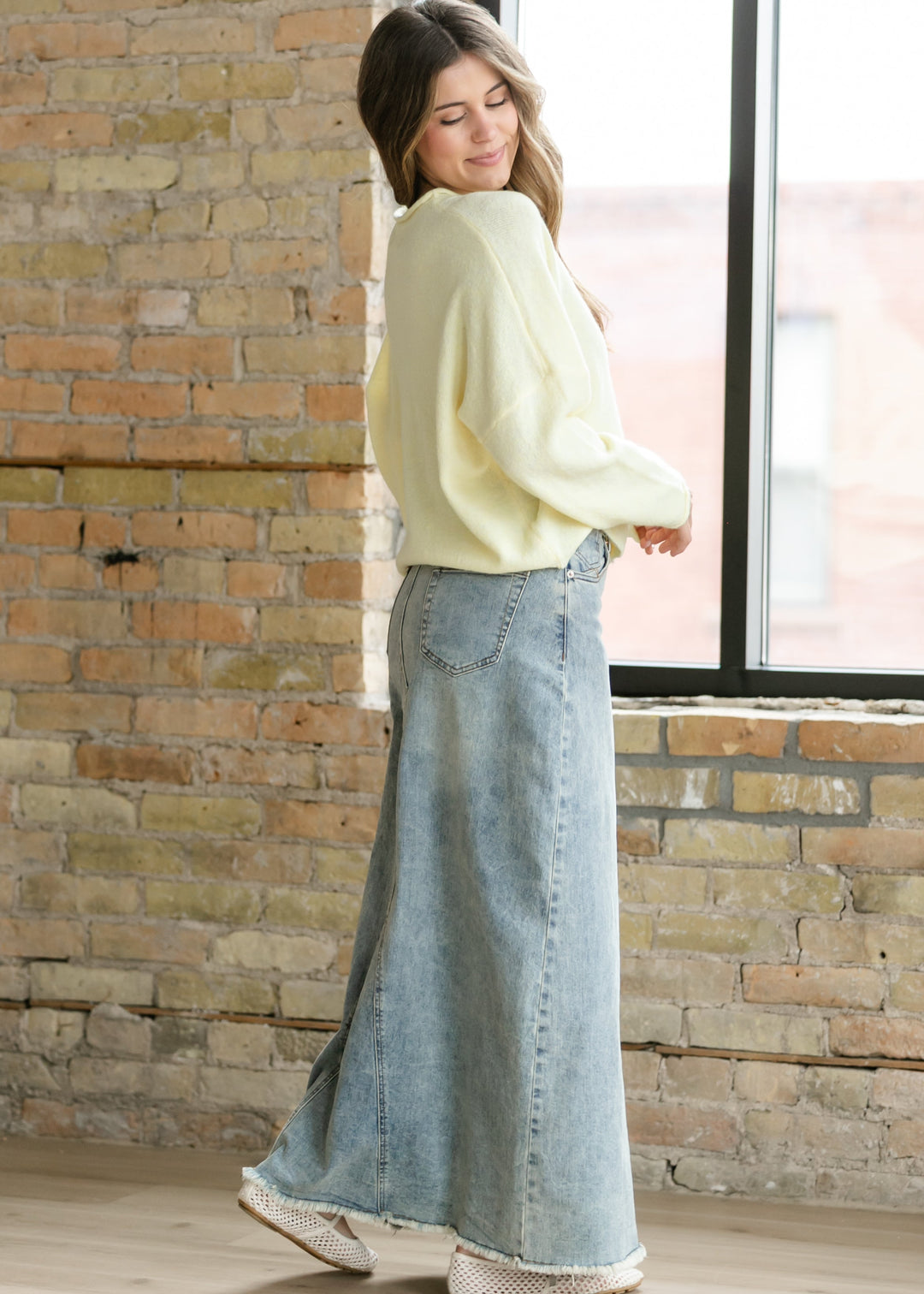 Piper A-line Long Denim Maxi Skirt
