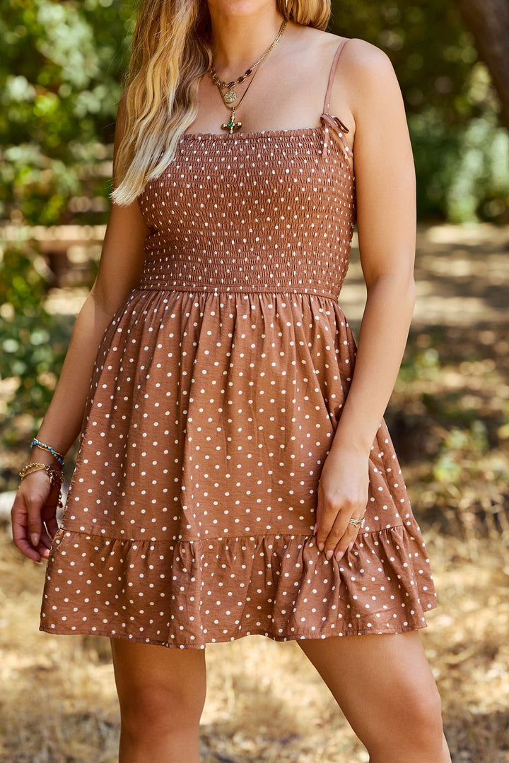 Prairie Trail Brown Polka Dot Mini Dress - FINAL SALE