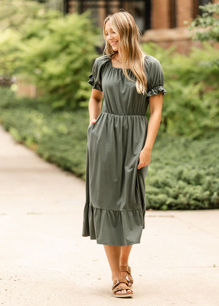 Amy Puff Sleeve Midi Dress