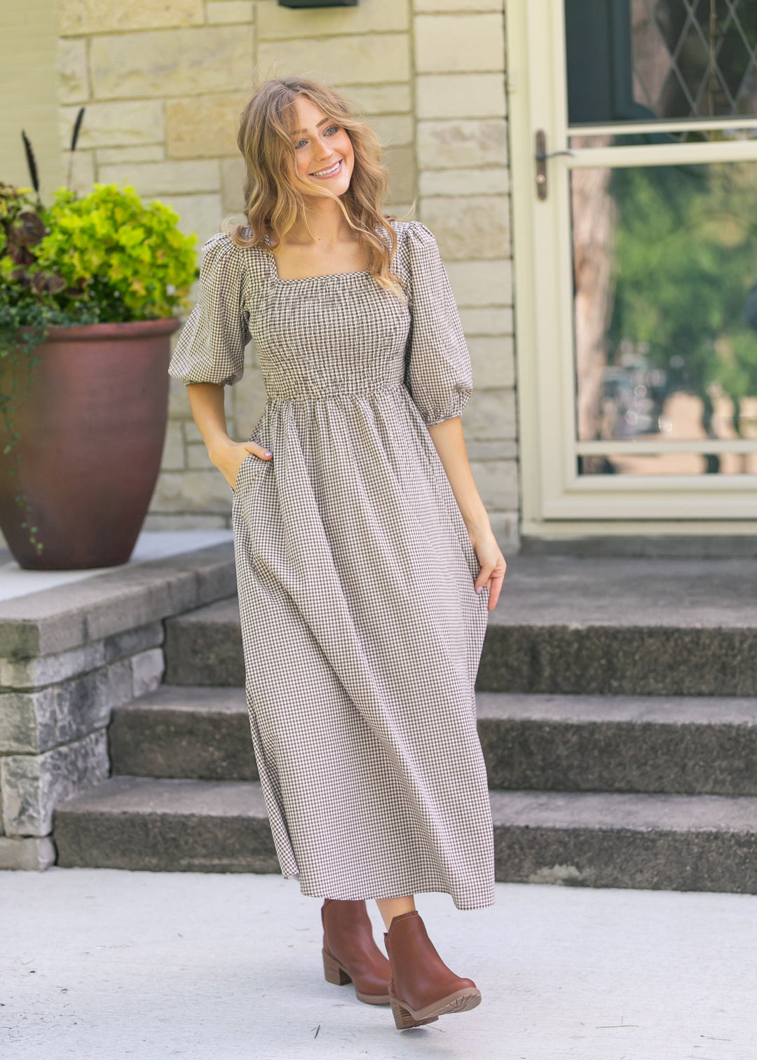 Kayleen Gingham Maxi Dress