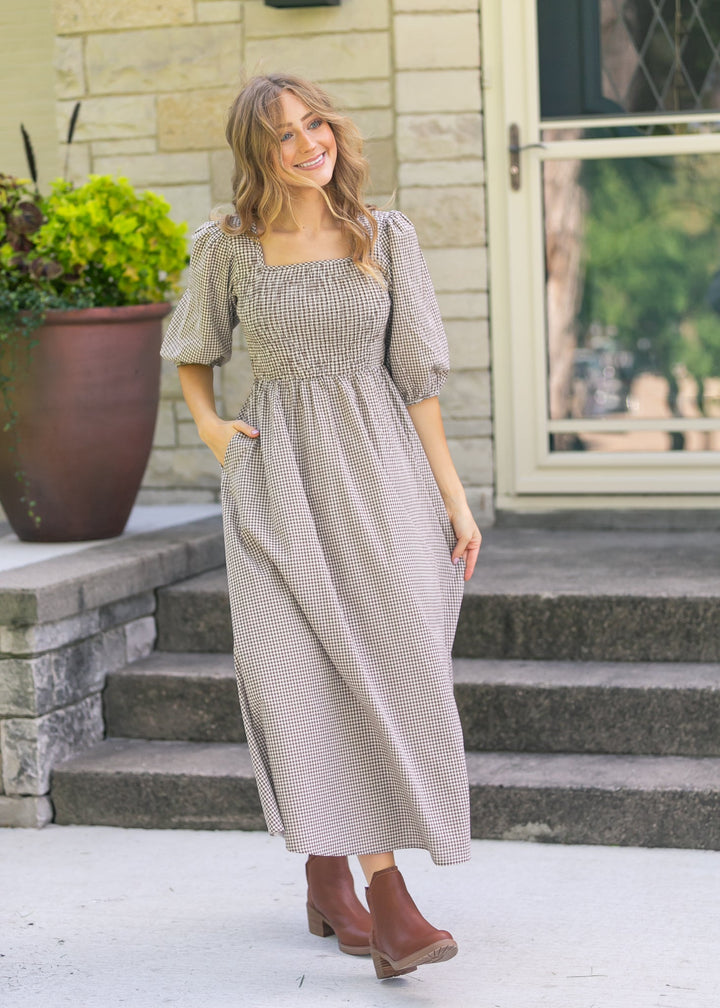 Kayleen Gingham Maxi Dress