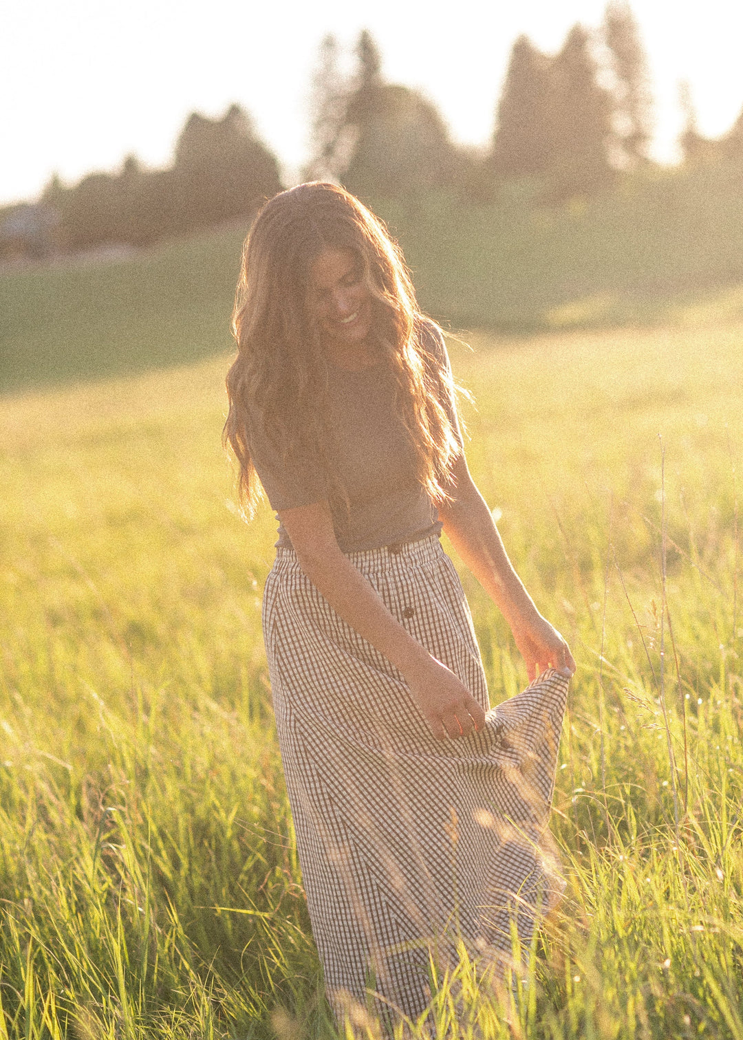 McKenna Gingham Maxi Skirt