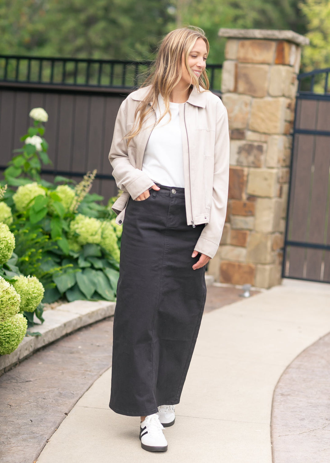 Stella Onyx Black Denim Maxi Skirt