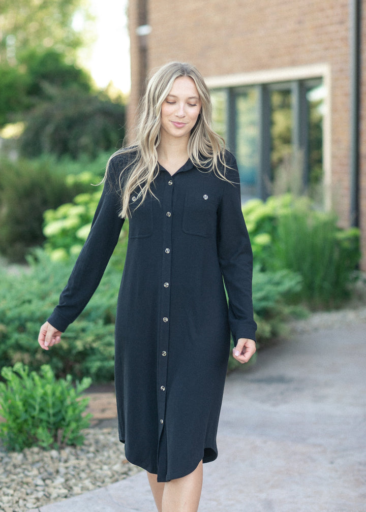 Teagan Black Ultra Soft Shirt Dress