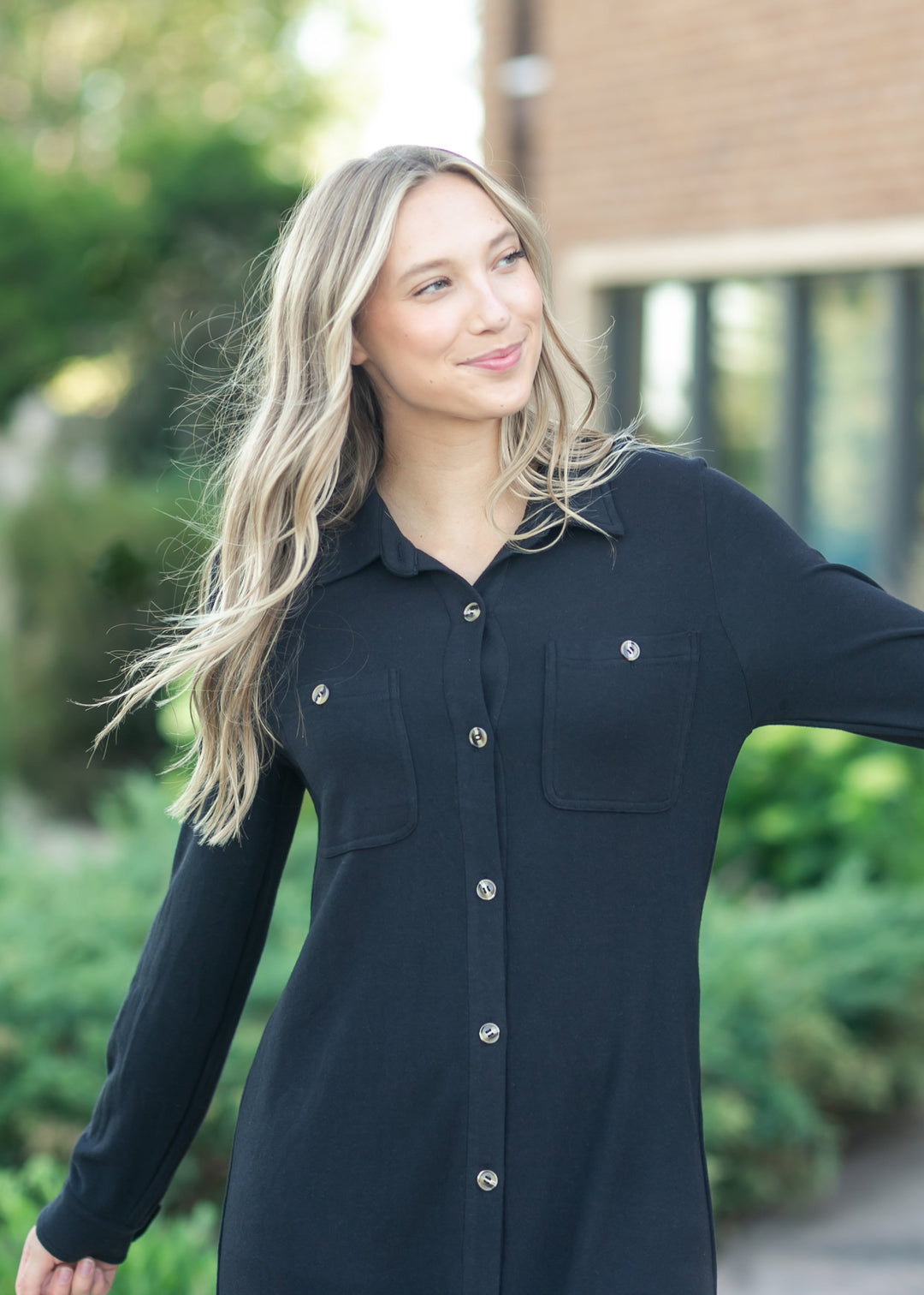 Teagan Black Ultra Soft Shirt Dress