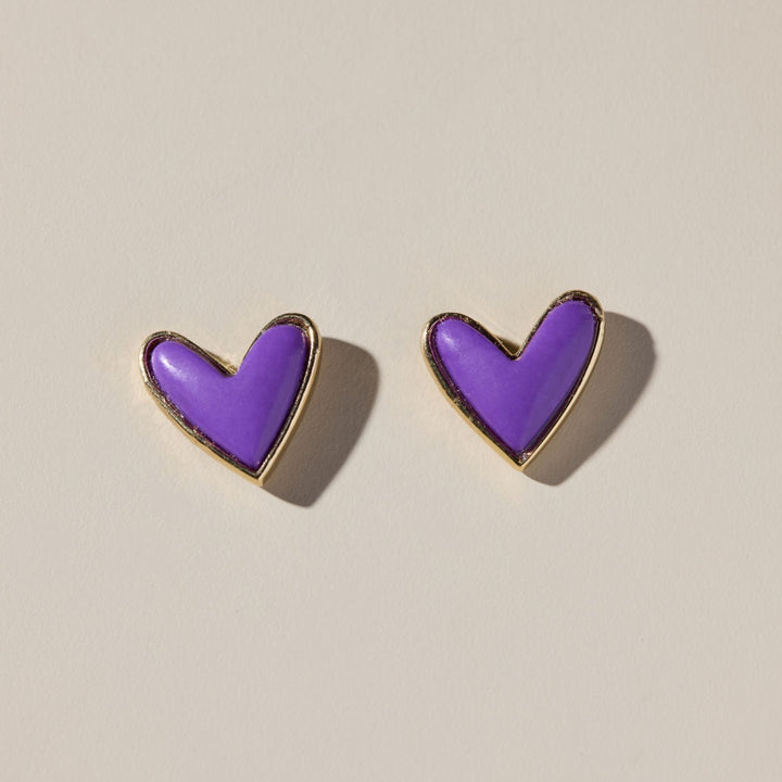 Purple Stone Sweetheart Studs