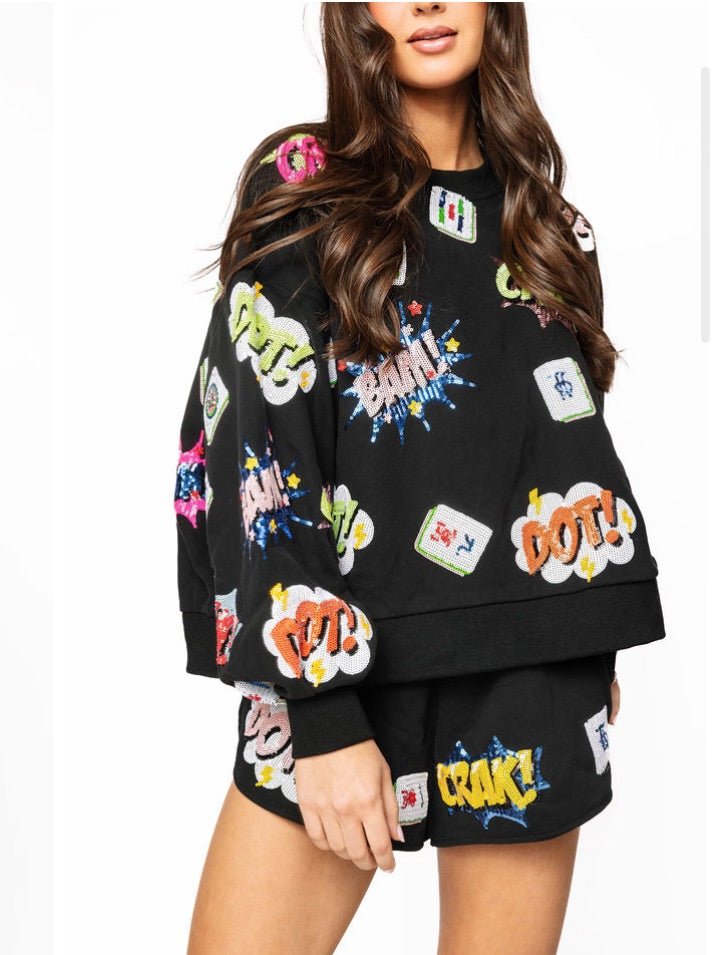 Queen of Sparkles Black Mahjong Icon Sweatshirt