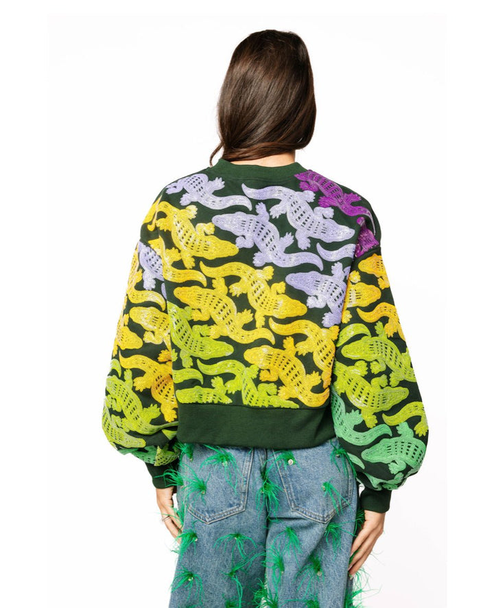 Queen of Sparkles Dark
Green, Purple, Yellow & Green Alligator Sweatshirt