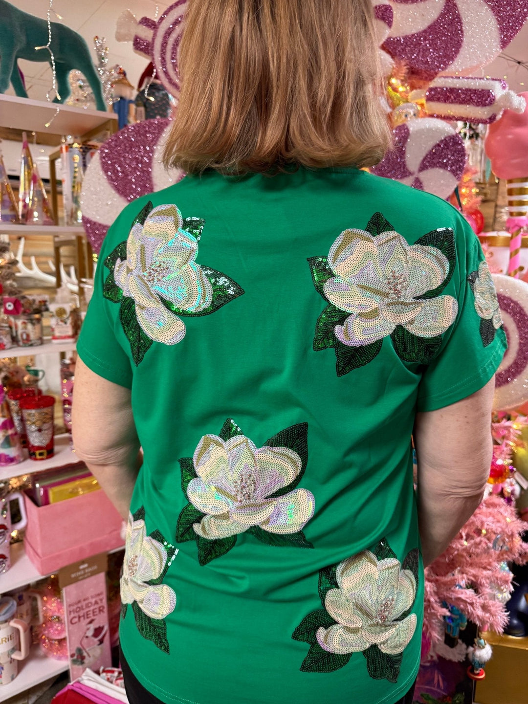 Queen of Sparkles Green Magnolia Tee