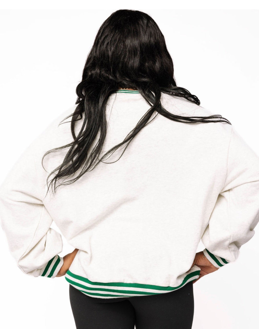 Queen of Sparkles Grey Sport Stripe 'Cafe Du Monde' Sweatshirt