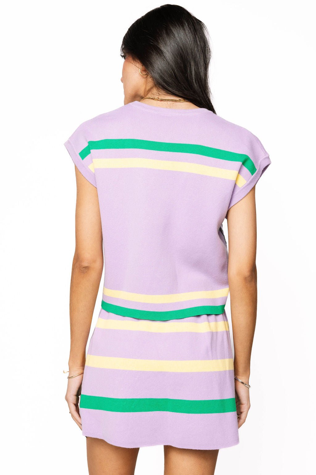 Queen of Sparkles Lavender, Green & Yellow 'Queen Cake' Striped Top