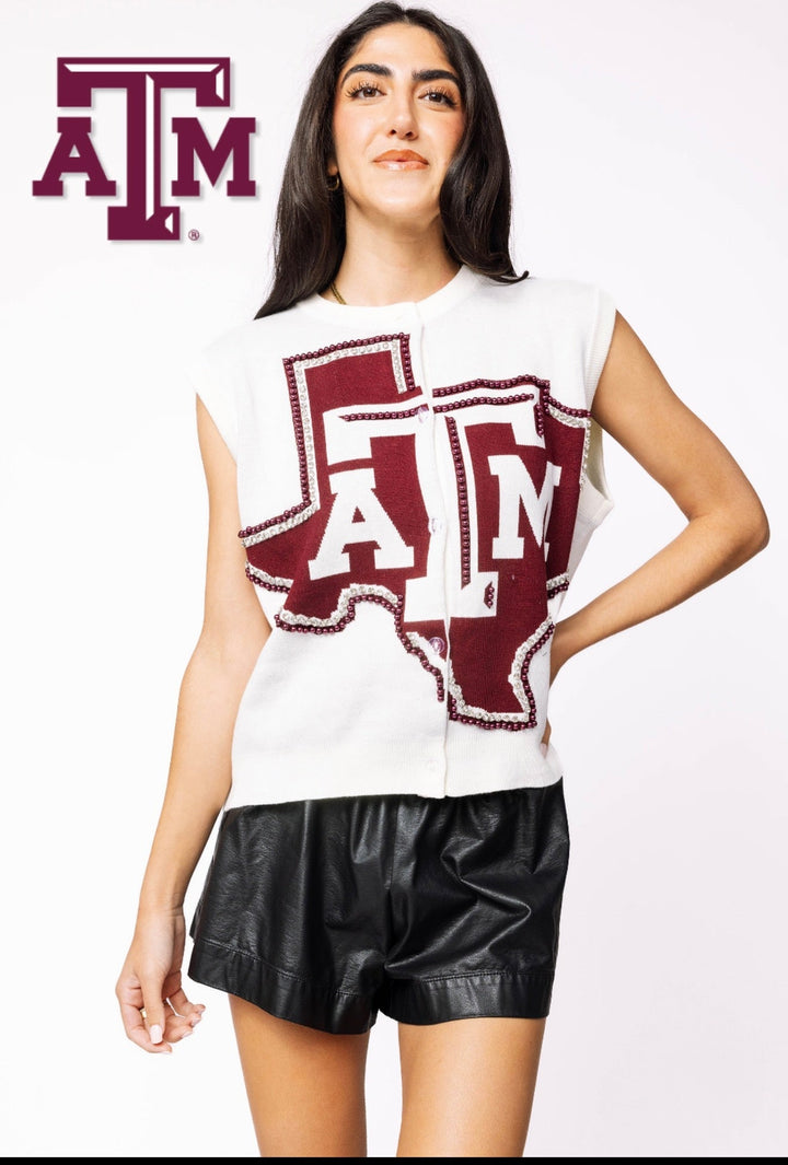 Queen of Sparkles Licensed Texas A&M Oversized Mascot Vest