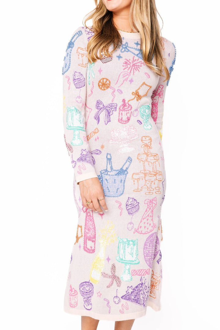 Queen of Sparkles Light Pink Birthday Icon Knit Dress