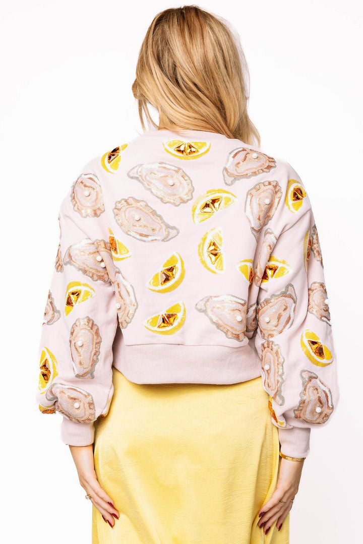 Queen of Sparkles Pale Pink Oysters & Lemons Sweatshirt