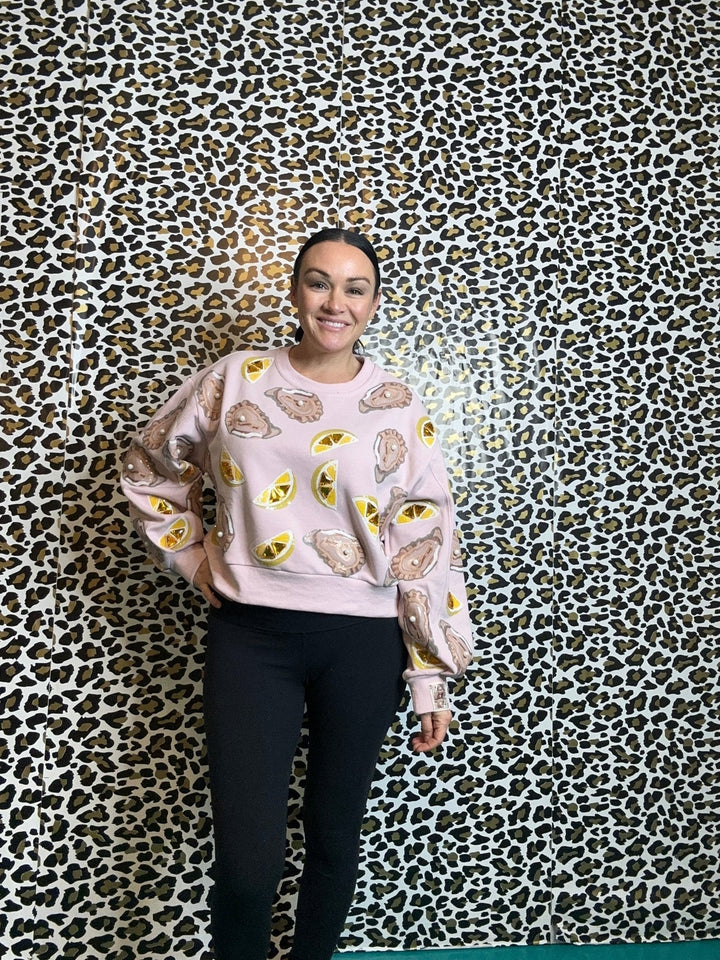 Queen of Sparkles Pale Pink Oysters & Lemons Sweatshirt