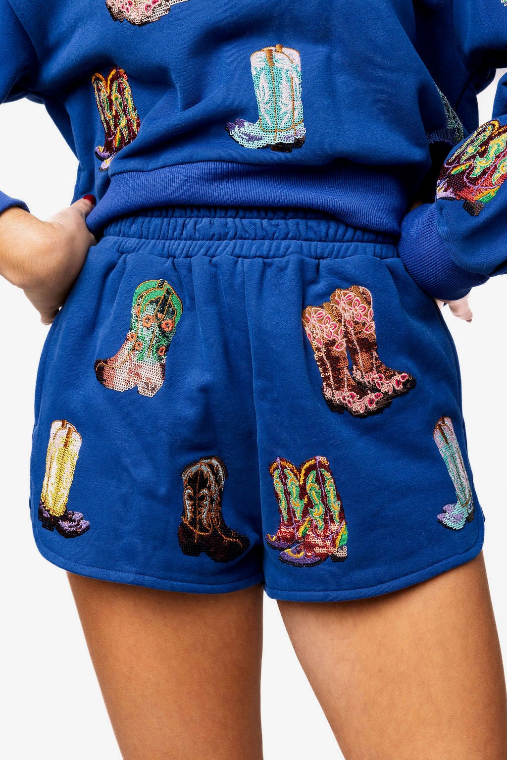 Queen of Sparkles Royal Blue Multi Cowboy Boot Short