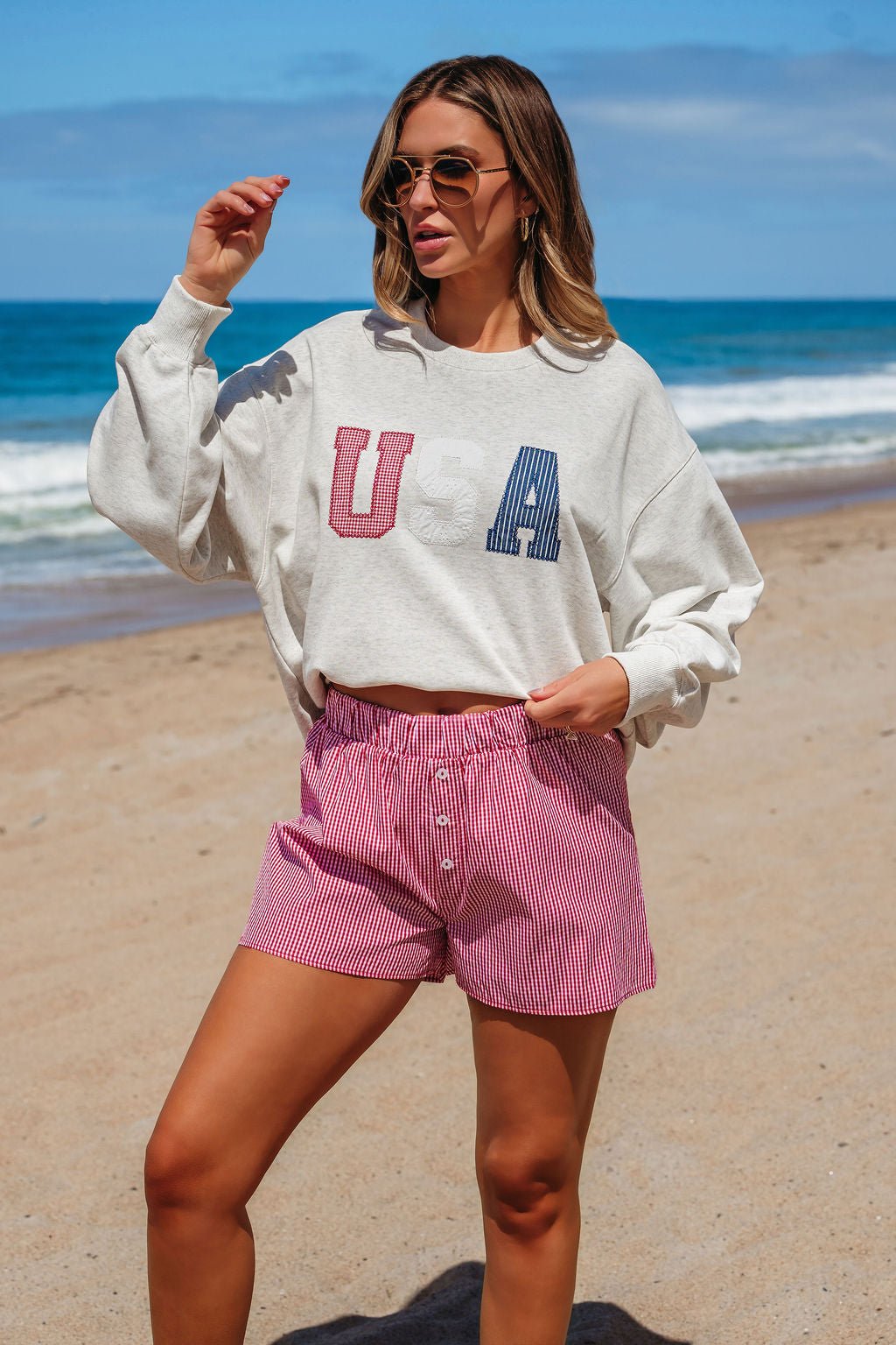Red and White Gingham Print Boxer Shorts - FINAL SALE