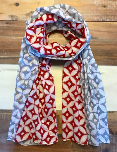 Red & Grey Diamond Scarf