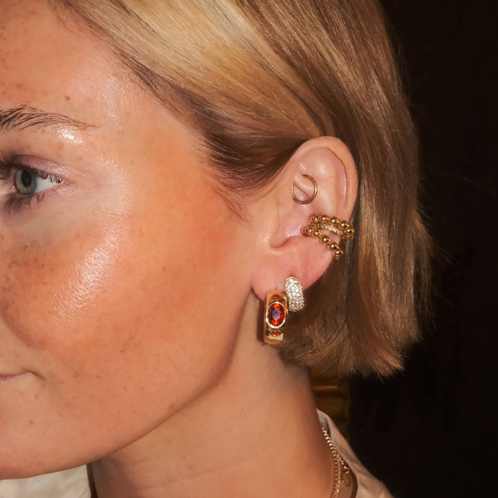 Red Wide CZ Bezel Hoops