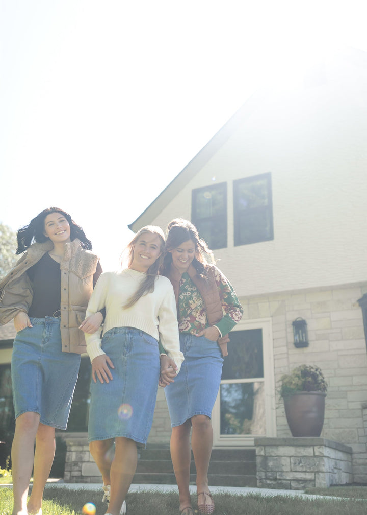 Remi Denim Classic Wash Midi Skirt