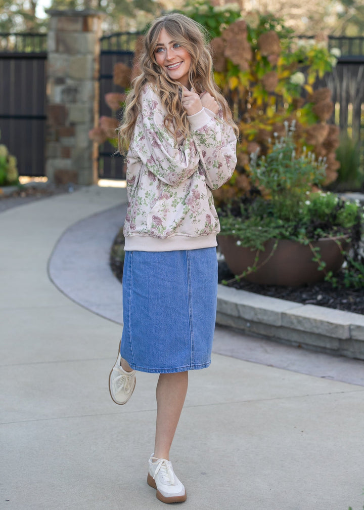 Remi Denim Classic Wash Midi Skirt