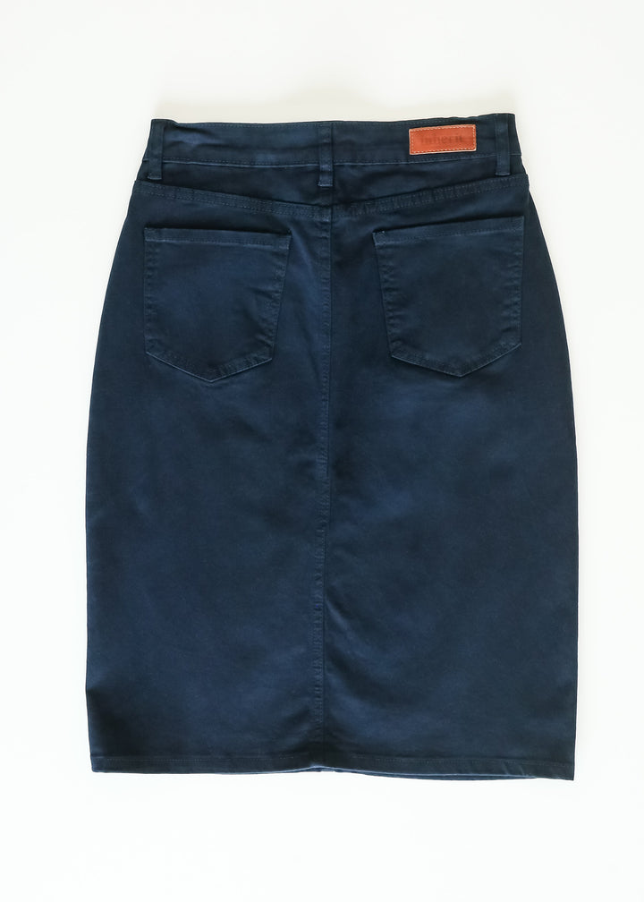 Remi Navy Denim Midi Skirt