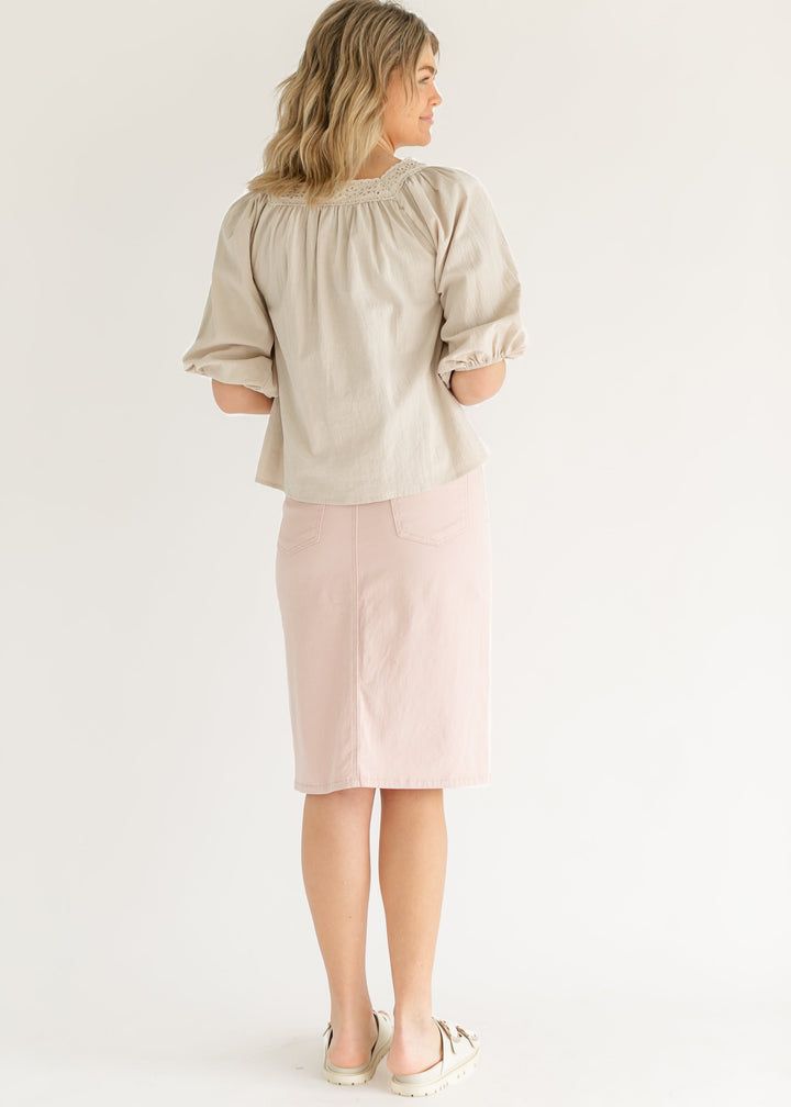 Remi Rose Denim Midi Skirt - FINAL SALE