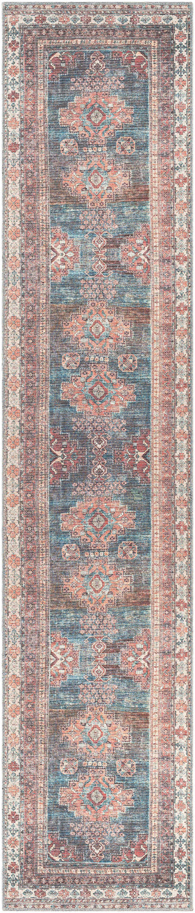 Baltinglass Rust & Blue Washable Rug