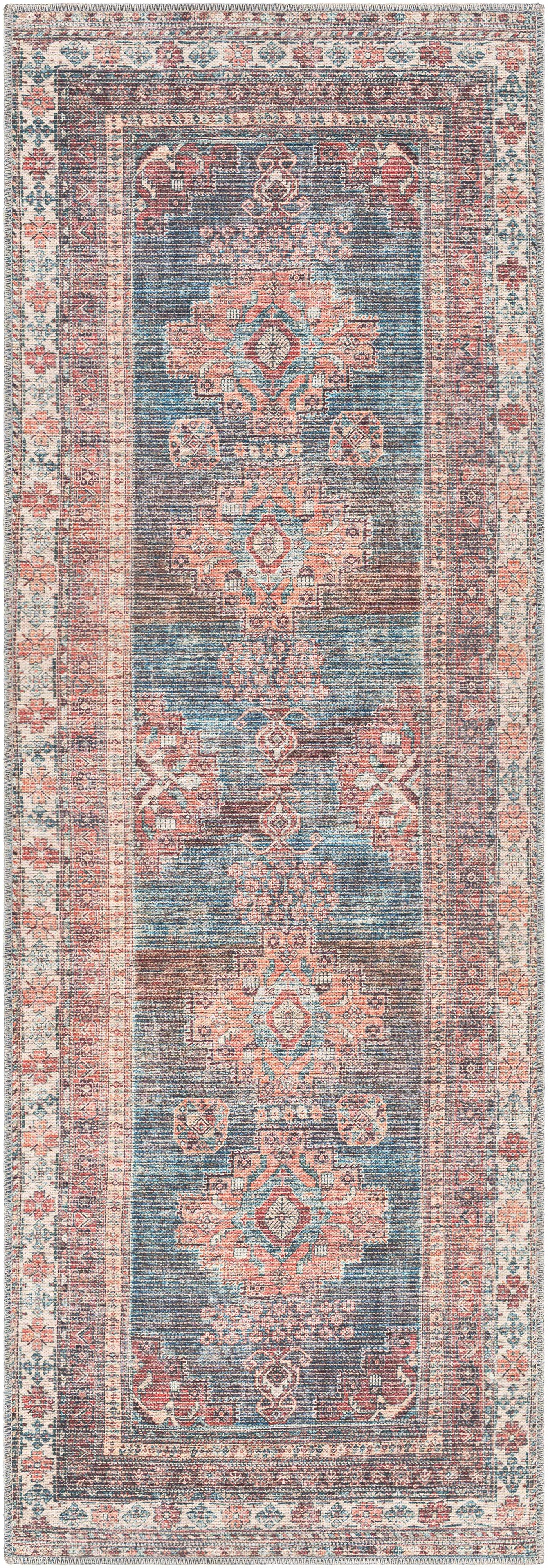 Baltinglass Rust & Blue Washable Rug