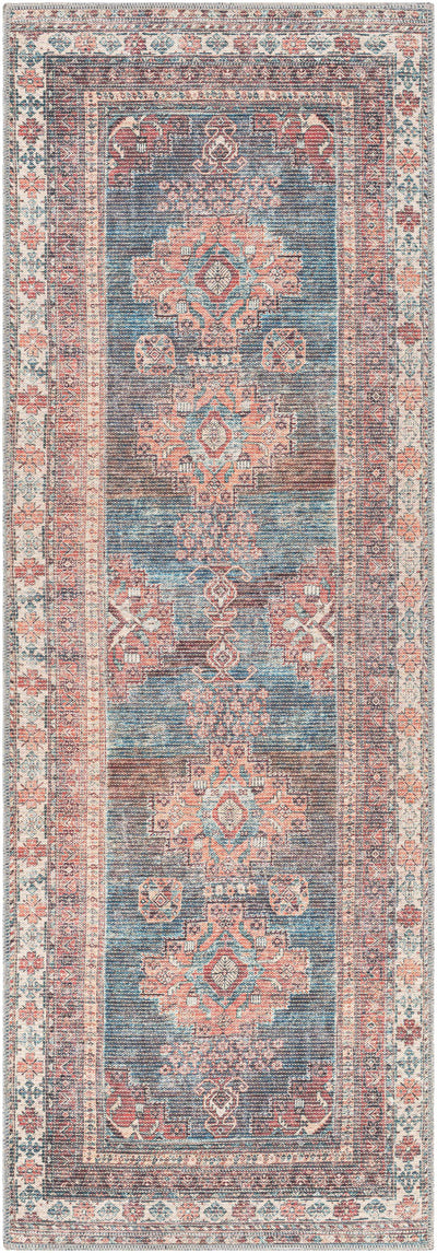 Baltinglass Rust & Blue Washable Rug